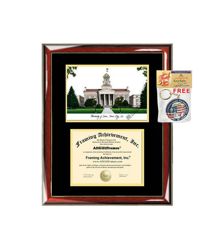 University of Iowa diploma frames lithograph frame campus image sketch certificate framing graduation degree graduate picture gift plaque