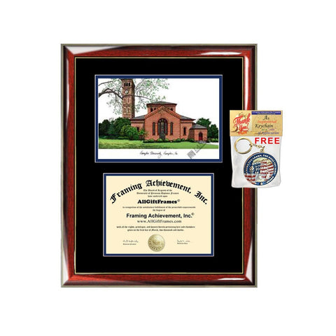 Hampton University diploma frames lithograph frame campus image sketch framing Hampton college graduation degree gift plaque certificate