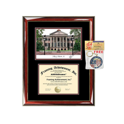 College of Charleston diploma frame lithograph campus image certificate degree frames framing gift graduation plaque college graduate case