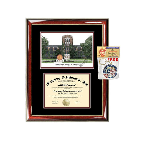 CMU diploma frames Central Michigan University lithograph frame sketch certificate framing graduation degree gift college document plaque