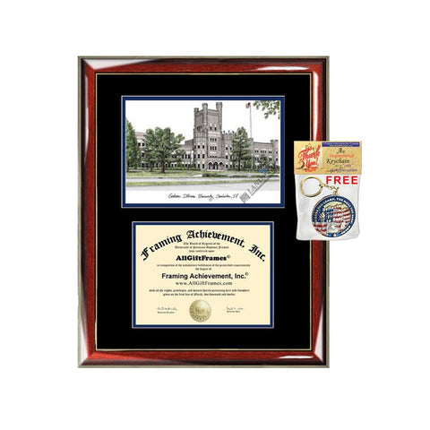 Eastern Illinois University diploma frame lithograph EIU frames college degree framing sketch campus image graduation gift plaque case