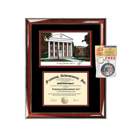 University of Mississippi diploma frames lithograph frame Ole Miss campus image sketch certificate framing graduation degree holder case