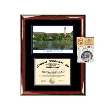 UCSB diploma frames campus sketch University of California Santa Barbara lithograph frame certificate framing graduation degree gift college