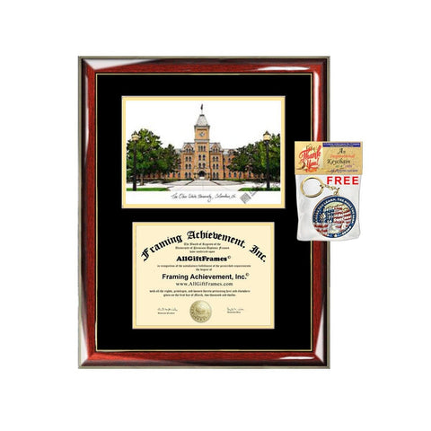 OSU diploma frames lithograph Ohio State University degree frame campus image certificate framing graduation gift college plaque graduate