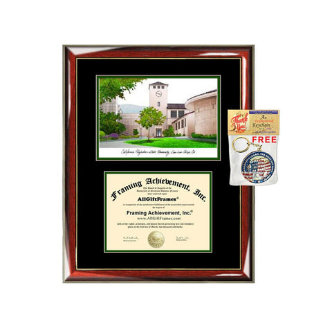 Cal Poly Obispo diploma frames lithograph campus sketch California Polytechnic State University frame certificate framing graduation degree