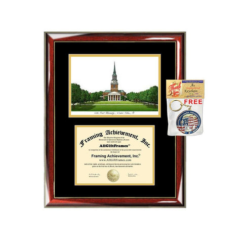 Wake Forest University diploma frames lithograph WFU frame campus sketch framing graduation degree graduate gift college plaque certificate