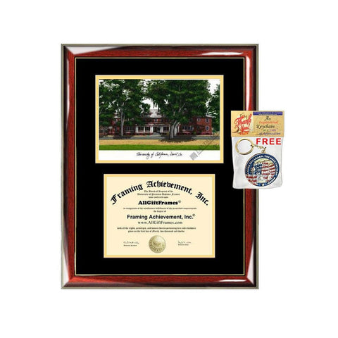 University of California Davis diploma frames campus sketch UCD lithograph frame certificate framing graduation degree gift college plaque