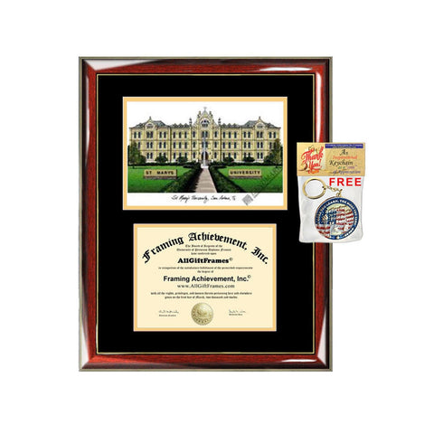 St. Mary's University Texas diploma frames lithograph San Antonio degree frame campus image certificate framing graduation gift plaque grad