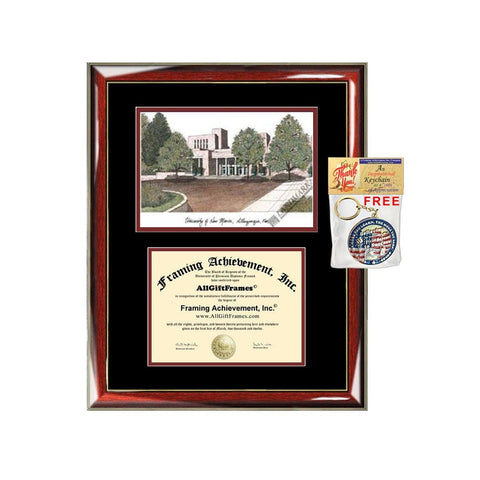 University of New Mexico diploma frame lithograph campus image UNM certificate degree frames framing gift graduation plaque document college