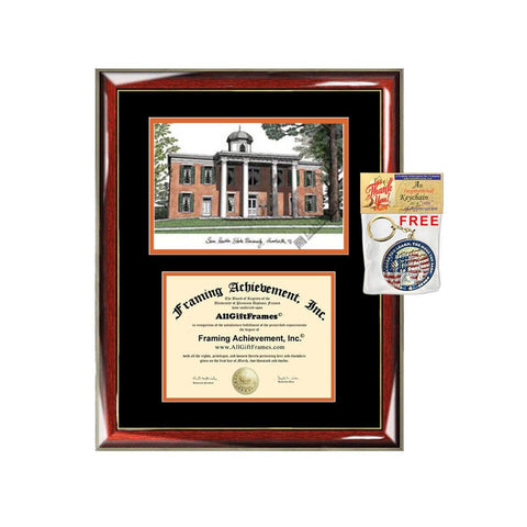 SHSU diploma frames Sam Houston State University lithograph frame campus sketch framing graduation degree gift college plaque certificate