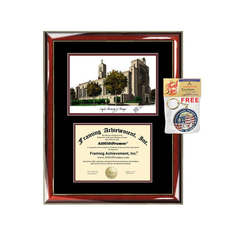 Loyola University of Chicago diploma frames lithograph frame campus image LUC sketch framing graduation degree gift college certificate grad