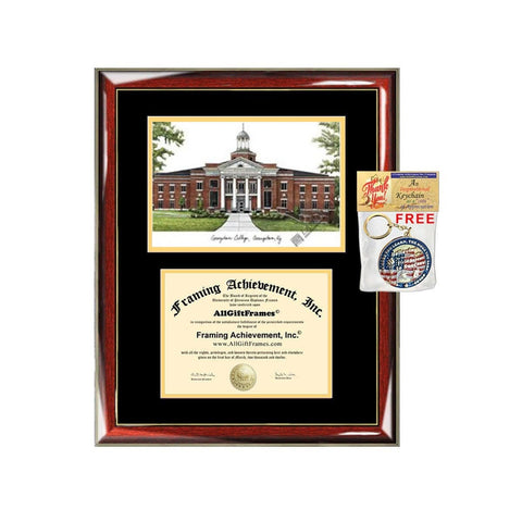 Georgetown College diploma frames lithograph frame campus image Georgetown Kentucky sketch framing University graduation degree gift holder