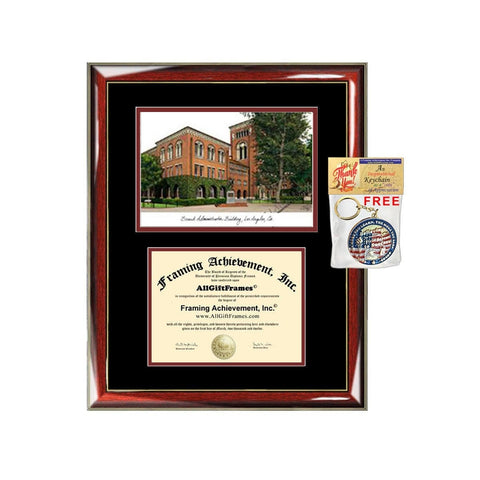 USC diploma frames lithograph University of Southern California frame campus image sketch certificate framing graduation degree gift college