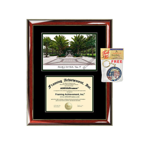 USF diploma frames University of South Florida lithograph frame campus sketch framing grad graduation degree gift college plaque certificate