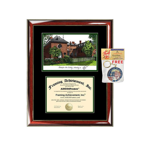 College of William & Mary diploma frame lithograph campus image WM certificate degree frames framing gift graduation plaque holder college