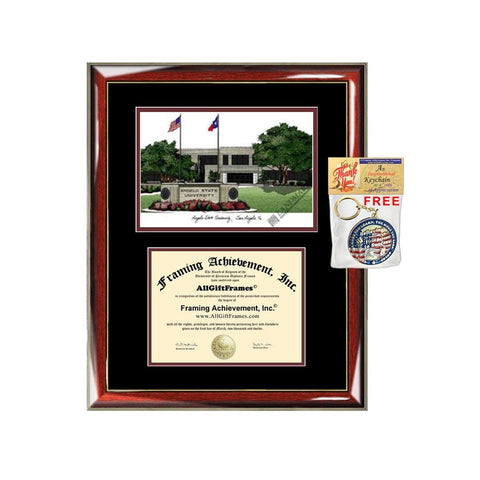 Angelo State University diploma frames ASU lithograph frame certificate framing campus sketch graduation degree gift college document case