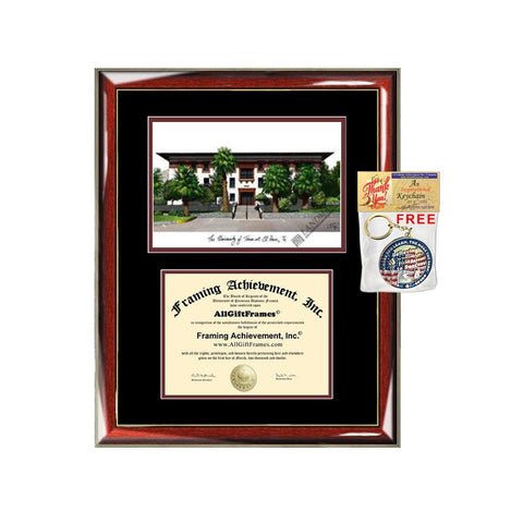 UTEP diploma frames University of Texas El Paso lithograph frame campus sketch framing graduation degree gift college plaque certificate