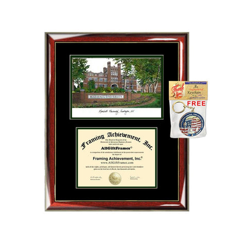 Marshall University diploma frames lithograph Marshall frame campus image sketch certificate framing graduation degree case holder gift